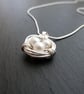 White Freshwater Pearl Nest Pendant - Wire-wrapped Sterling Silver Necklace - Image 1