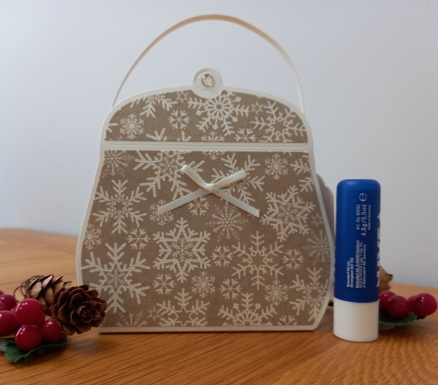 Snowflake Handbag style Christmas gift bag, handmade