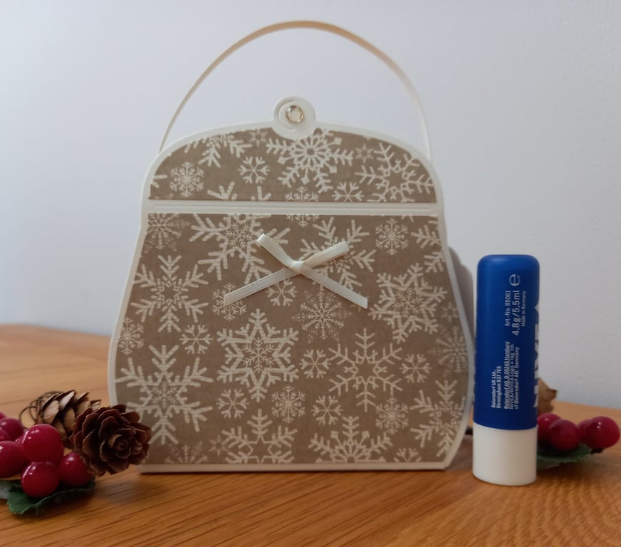 Snowflake Handbag style Christmas gift bag, handmade