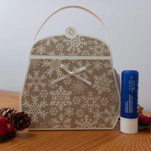Snowflake Handbag style Christmas gift bag, handmade