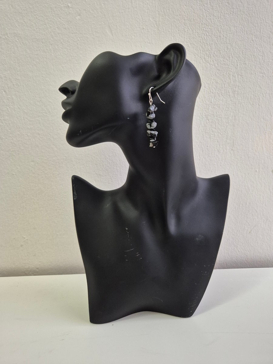 Snowflake obsidian handmade earrings.