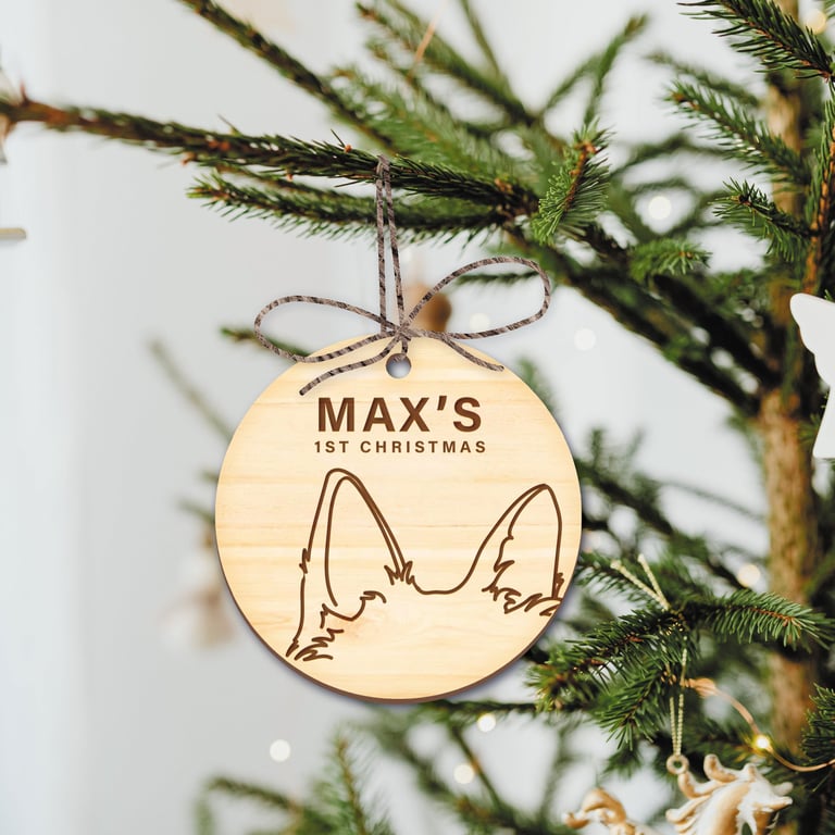 Custom Illustrated Pet Ear Ornament Personalised Hand Drawn Dog or Cat Line 