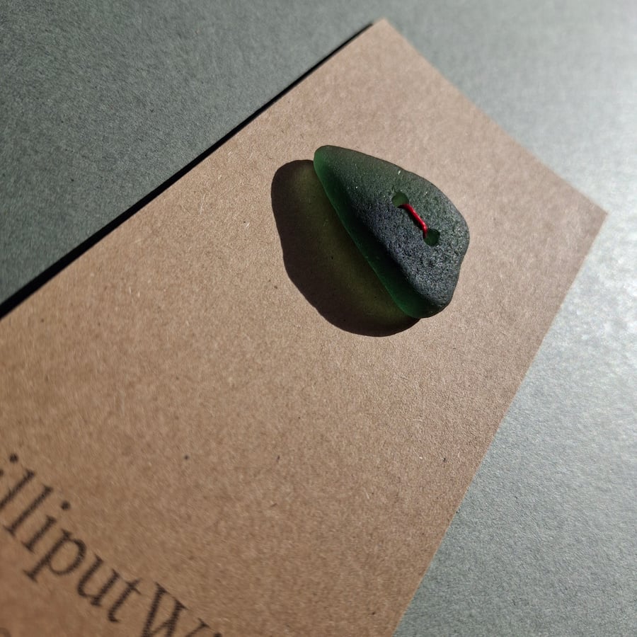 Large green sea glass button