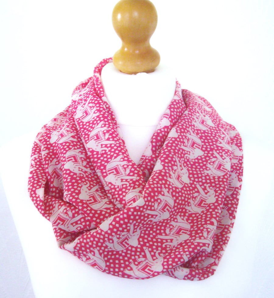 Elephants scarf loop scarf chiffon infinity scarf pink 