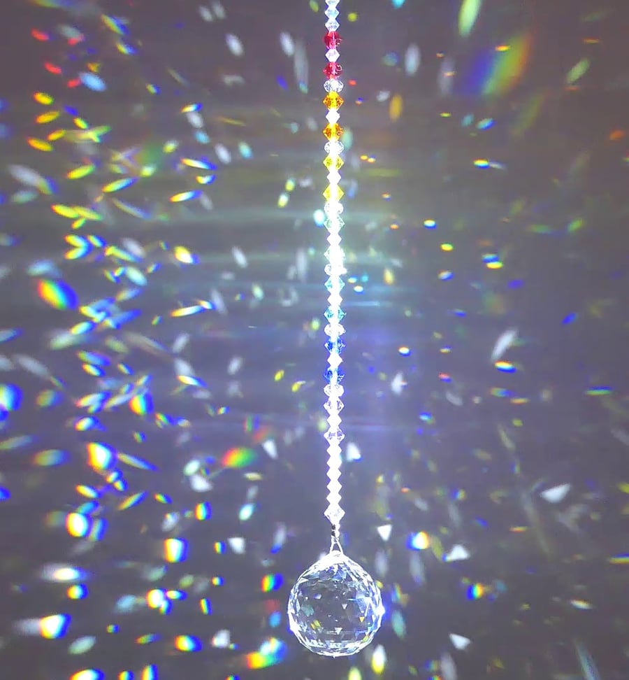 Swarovski 30mm crystal ball sun-catcher in rainbow colours super sparkly
