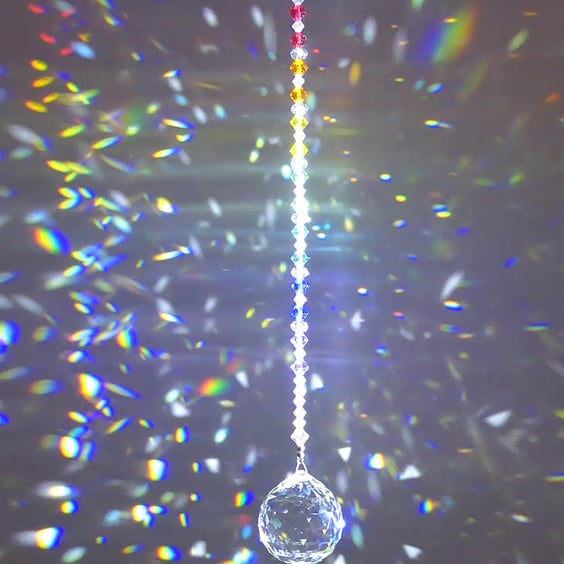 Swarovski 30mm crystal ball sun-catcher in rainbow colours super sparkly