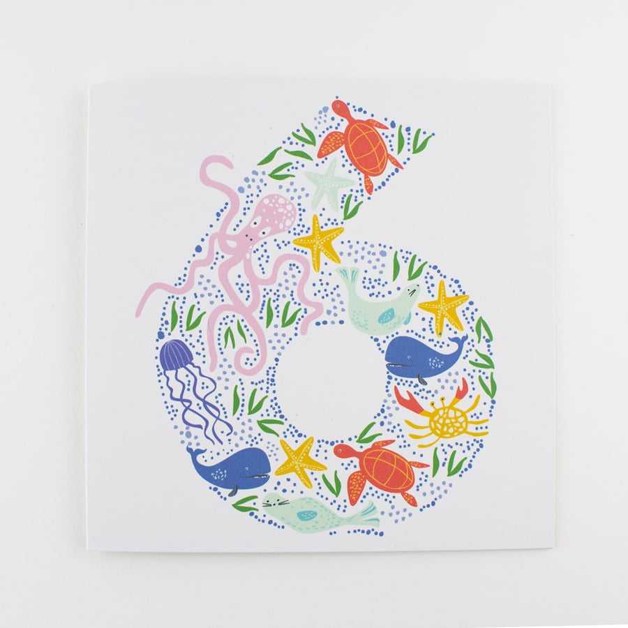 Sea life Age 6 Card