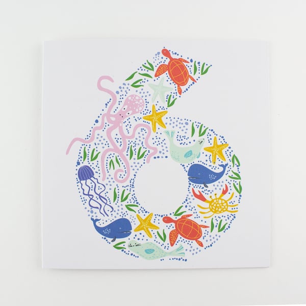 Sea life Age 6 Card