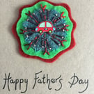 Hand Embroidered Car Fathers Day Card