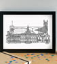 Ipswich Landmarks Skyline Art Print - Image 2