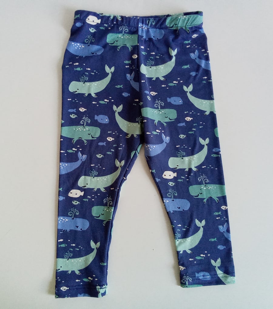 18-24 months Leggings, whales leggings, fish, unisex leggings, gender neutral 