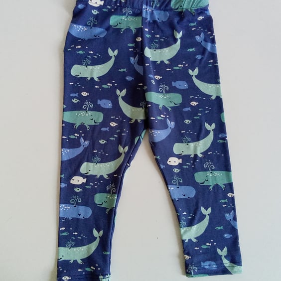 18-24 months Leggings, whales leggings, fish, unisex leggings, gender neutral 