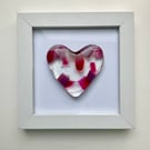 Handmade cast glass heart in frame