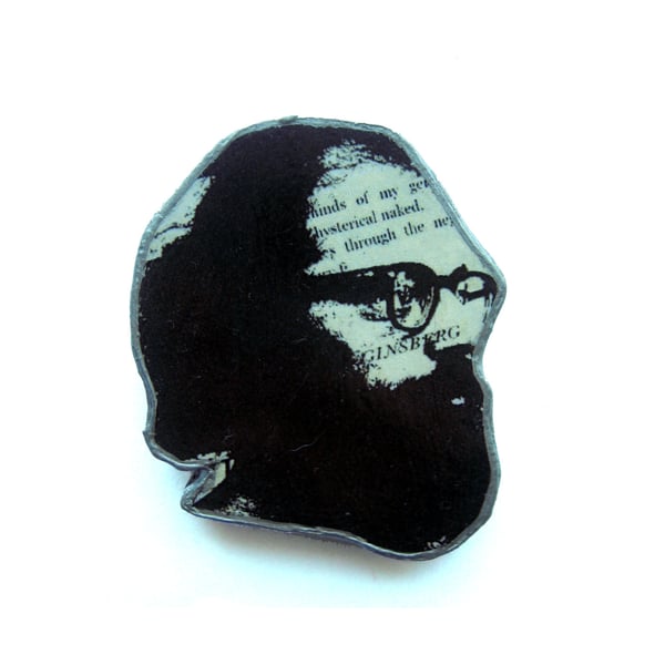 Literary Ginsberg beardy  man Resin Brooch by EllyMental