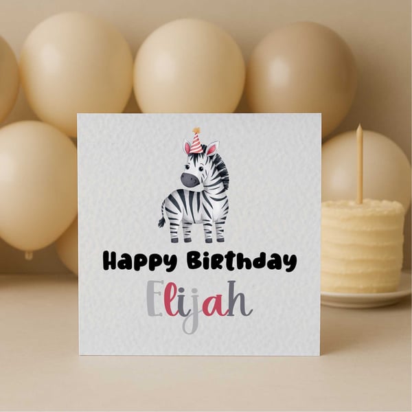 Whimsical Birthday Zebra Greeting Card