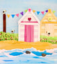 Beach Huts - printed greetings card - Image 3