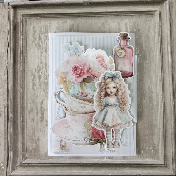 Greeting Card - A Most Curious Tea Party - Alice - Tea Bag Gift C261