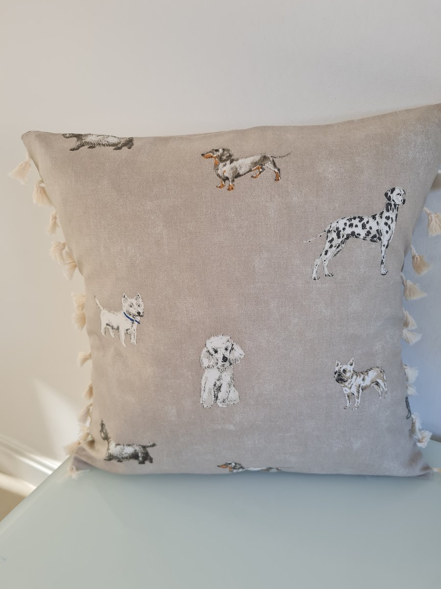 16" beige Dogs Cushion cover