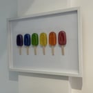 Pop Art Resin Framed 3D Wall Art with Six Different Coloured Lollies (A3 size)