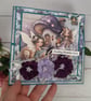 Handmade Easel Birthday Card (123) Fairy Garden Purple Flowers.  - Image 5
