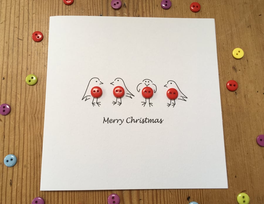 Christmas Card - Button Robins Christmas Card