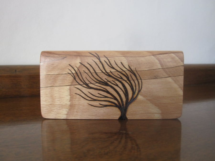 Wooden Ornament - Spalted Beech with Tree Design