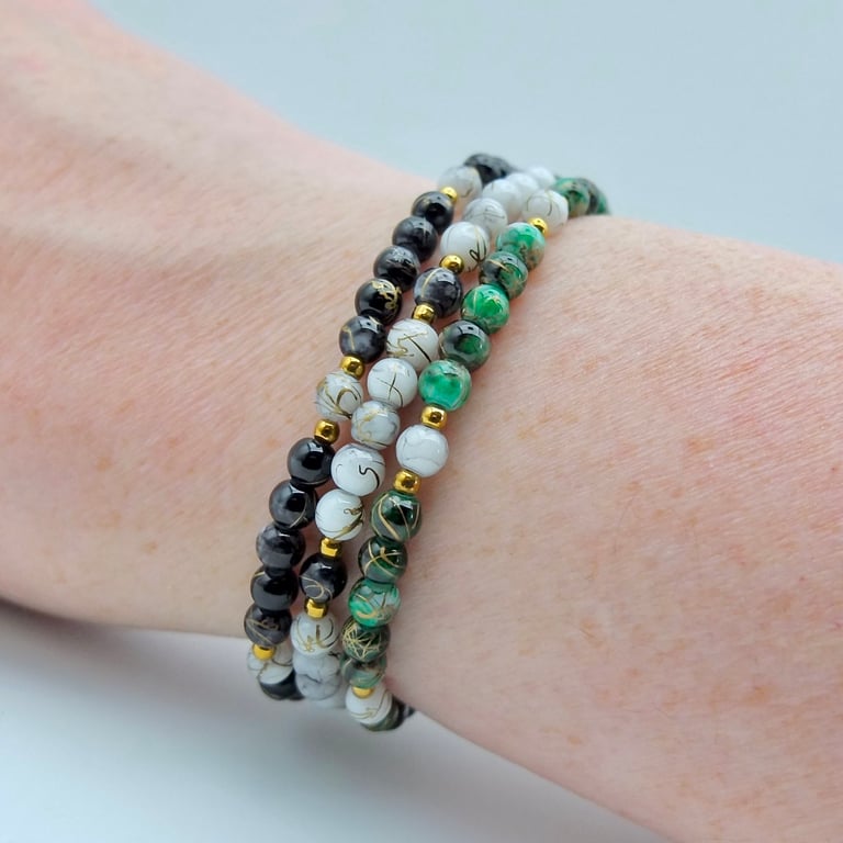 Set of 3 Glass Bead Stacking Bracelets & Optional Earrings, Festival Jewellery
