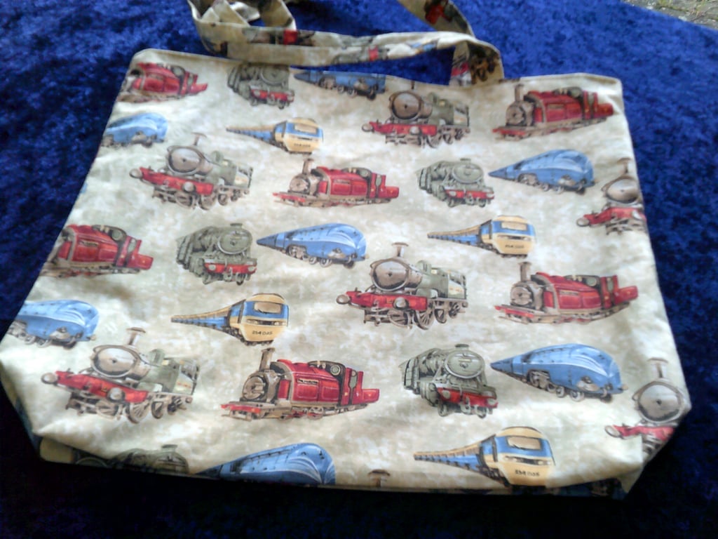 Fabric bag with Trains