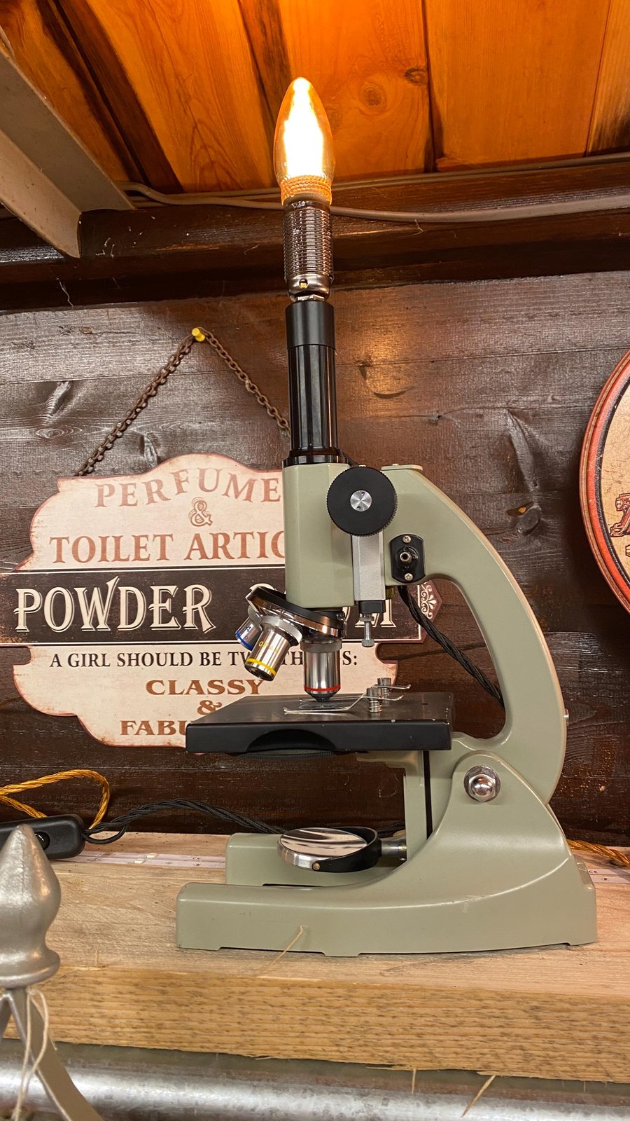 Up-Cycled Vintage (1950s) OPAX Microscope converter to a vintage table lamp -uni