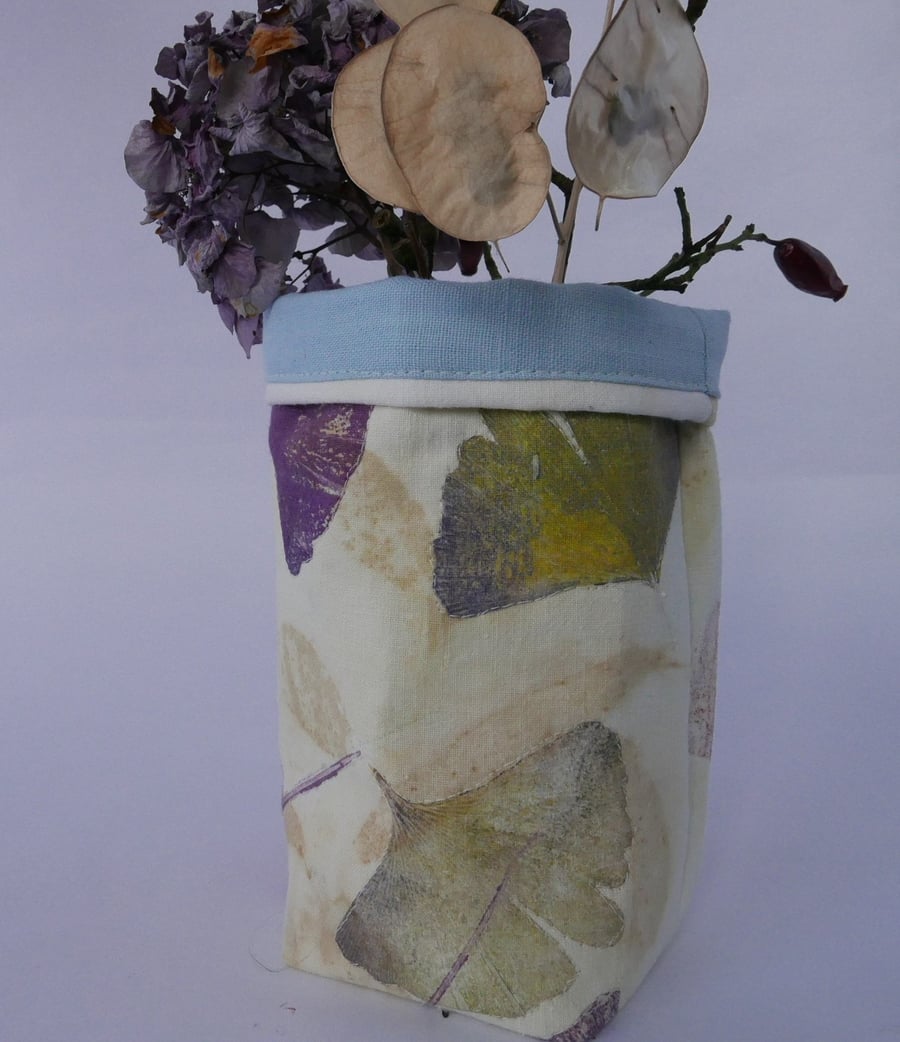 Gingko Printed Fabric Container