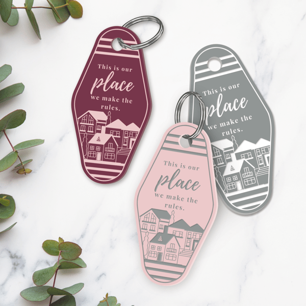 Our Place - Cosy Houses Keyring: Girly Car Accessory, Motel-style Keychain