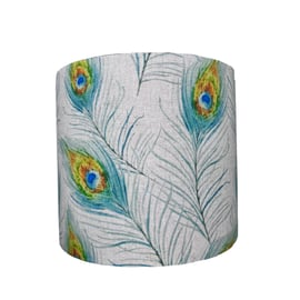 Handmade Peacock Feather Linen Cotton Lampshade