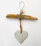Handmade Driftwood, Loveheart hanger, pottery, gift idea, birthday, clay,  - Image 5