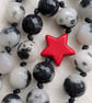 Black and white jade necklace with red howlite star - Image 2
