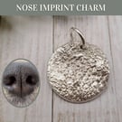 Solid Silver Dog Nose Print Charm: Pet Memorial Necklace