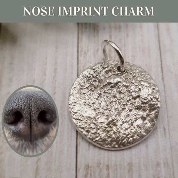 Solid Silver Dog Nose Print Charm: Pet Memorial Necklace