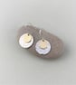 Hammered Sterling Silver and 9ct Yellow Gold Dangle Disc Earrings - Image 2
