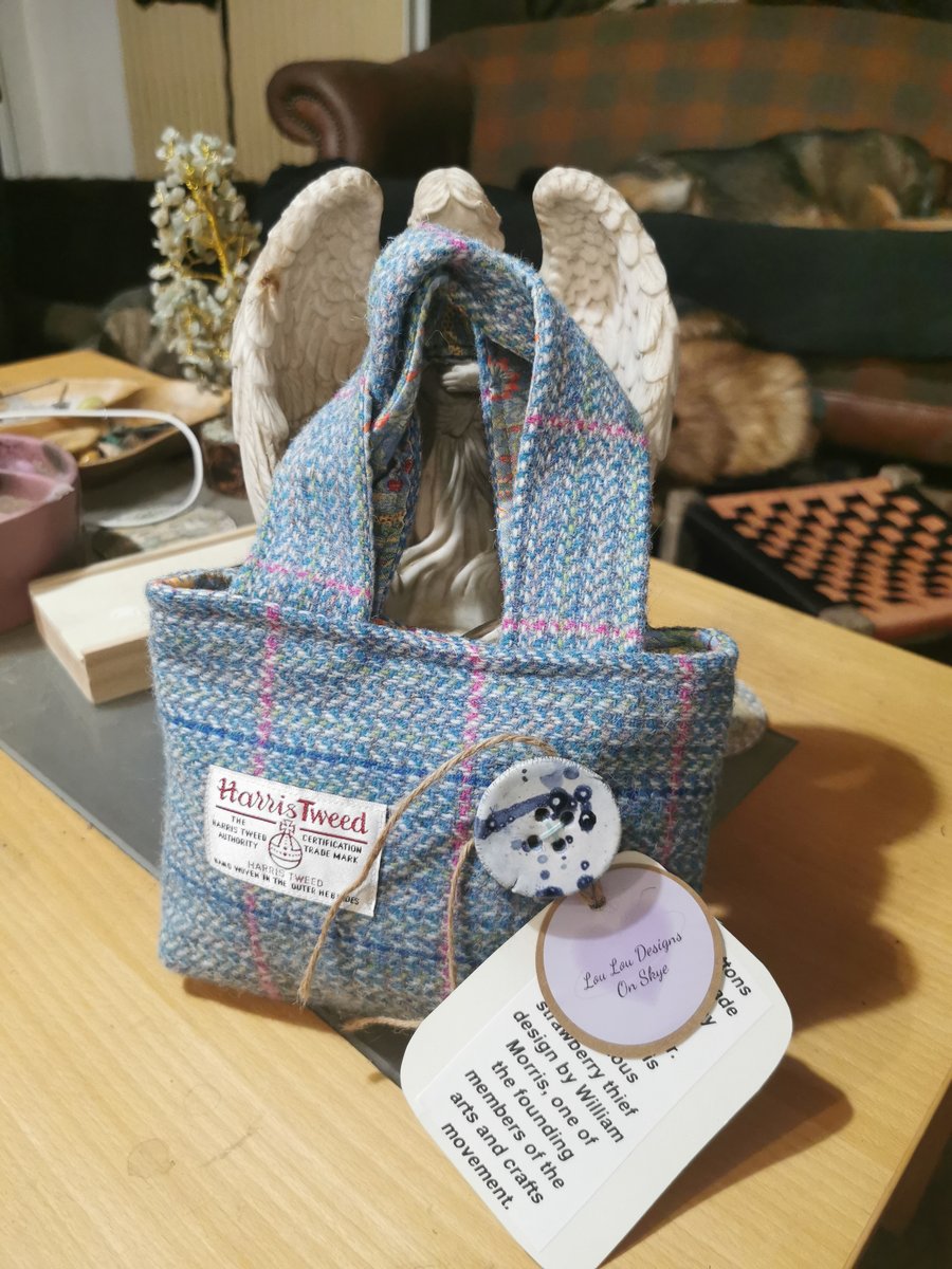 Harris Tweed Little Lady Bag with handmade button