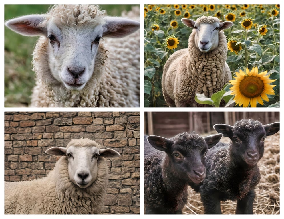 x4 Mixed Sheep Photo Cards A5 Size 