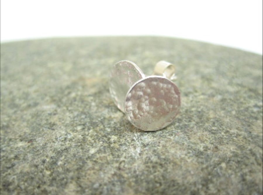 Sterling Silver Hammered Stud Earrings, Stud, Posts, Silver Textured Metal