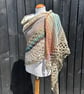 Asymmetrical Triangle Stripped Lace Shawl Wrap  - Image 1