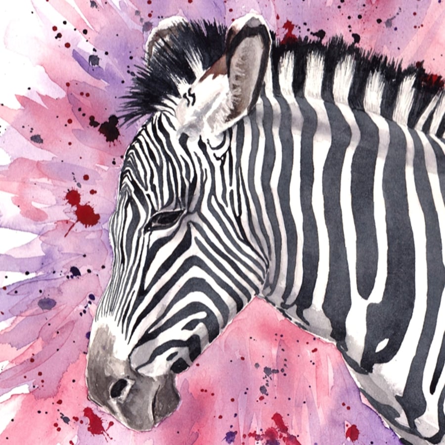 Zebra Head Original Watercolour Painting