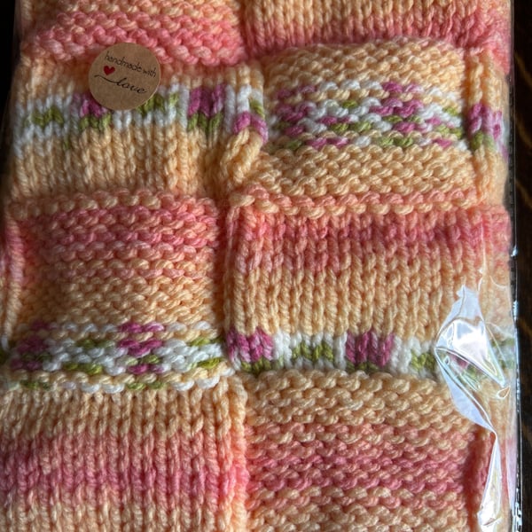Beautiful Baby Blanket handknitted in Hayfield Baby Blossom chunky wool