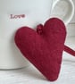 LOVE HEART DECORATION - ruby red linen