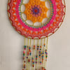 crochet mandala, beaded dreamcatcher