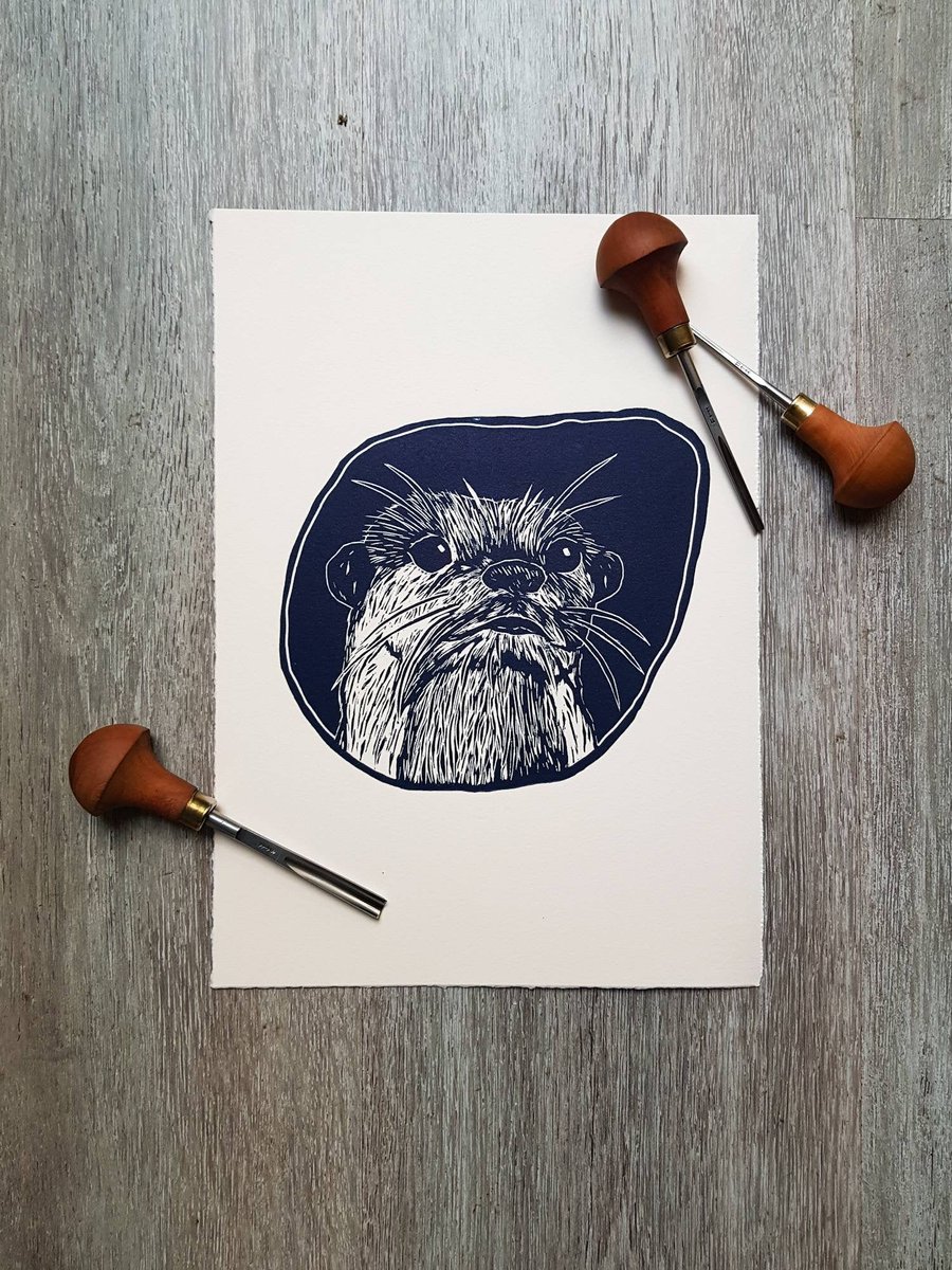 Otter Limited Edition Lino print