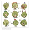 Pack of 4 Singing Sprouts Christmas Cards