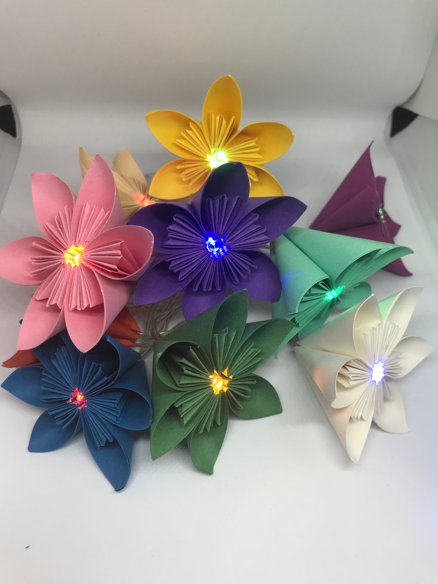 Fairy Lights - Paper Flowers. Battery Operated