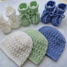 Handmade Crochet Baby Hat and Booties Set – Newborn Gift