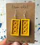 Upcycled Yellow 2x4 Lego Earrings - Silver Plate - Old Stock - Super Seconds - Image 3